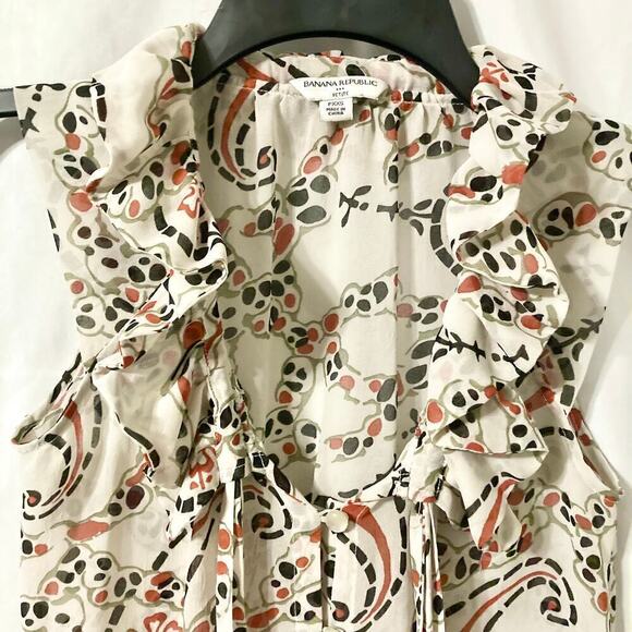 Banana Republic Women's XXSP Ruffle Sleeveless Button Up Blouse - Picture 6 of 11